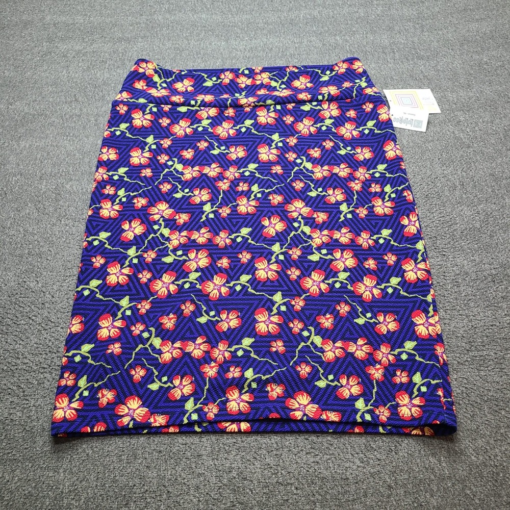 LuLaRoe Cassie Pencil Skirt Womens XL Purple Floral New Geometric Stretch Knit